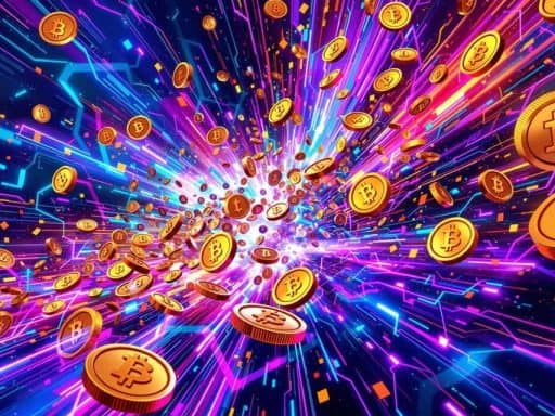 Vibrant digital tokens illustrating a surge in value.