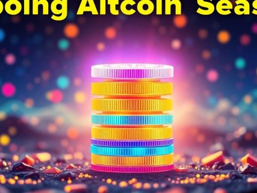 Vibrant meme coins stacked against a dynamic digital background.
