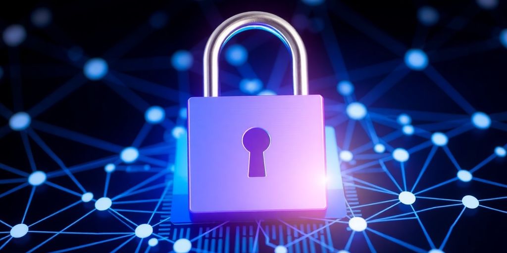 A padlock on a cryptocurrency wallet with digital connections.