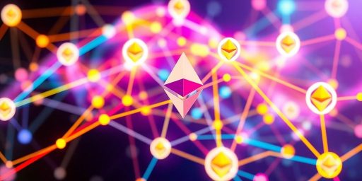 Abstract network design representing decentralized governance in blockchain.