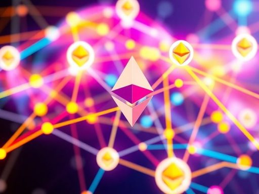 Abstract network design representing decentralized governance in blockchain.