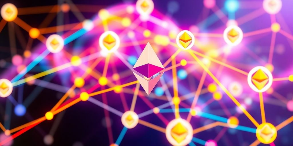 Abstract network design representing decentralized governance in blockchain.