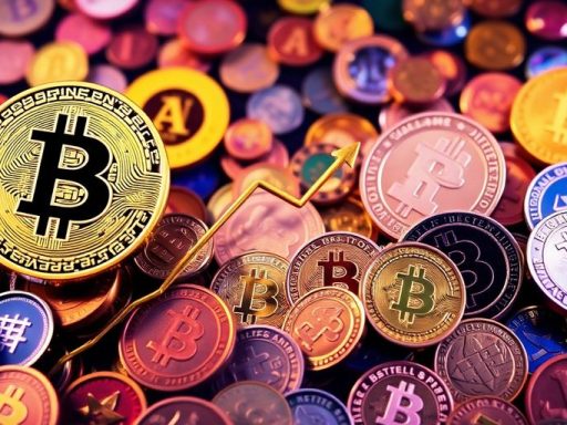 Bitcoin and altcoins against a fading memecoin background.
