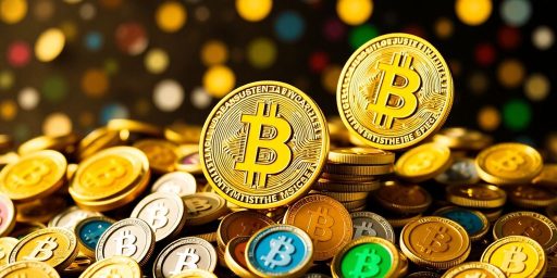 Bitcoin rising with colorful memecoins in decline.