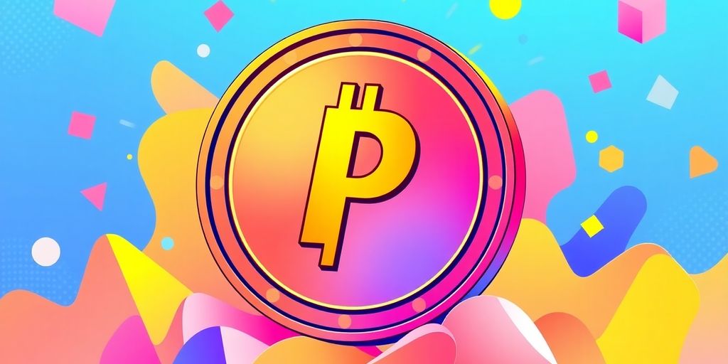 PayPal stablecoin with vibrant colors and abstract shapes.